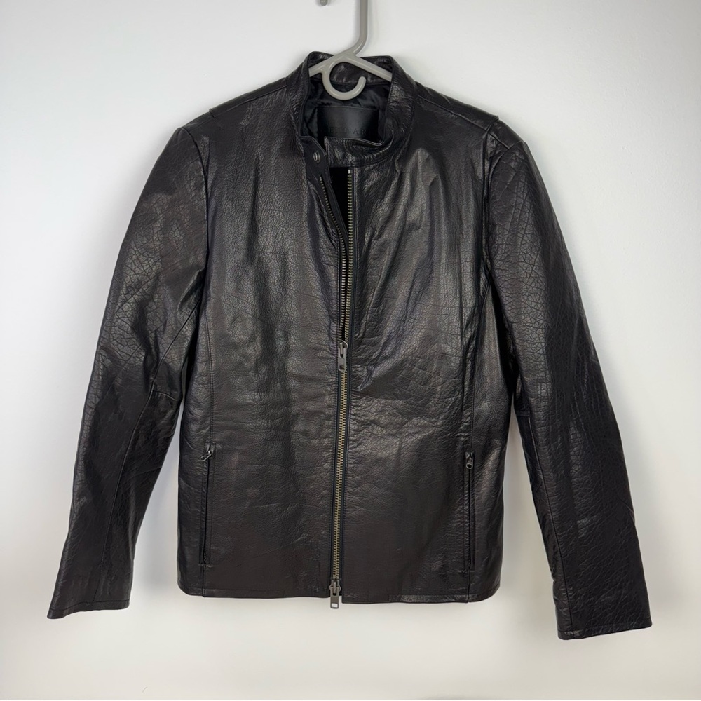 Gennaro Mens Black Leather Cafe Racer Jacket Quilted Lining GO-WCXX-JK004 Size L